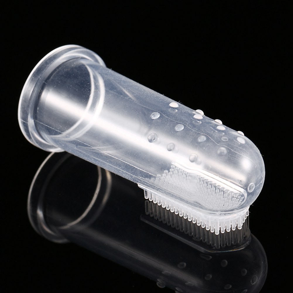 Brosse de massage en caoutchouc de dents de doigt de brosse à dents molle de silicone pour le bébé infantile-0755886775381
