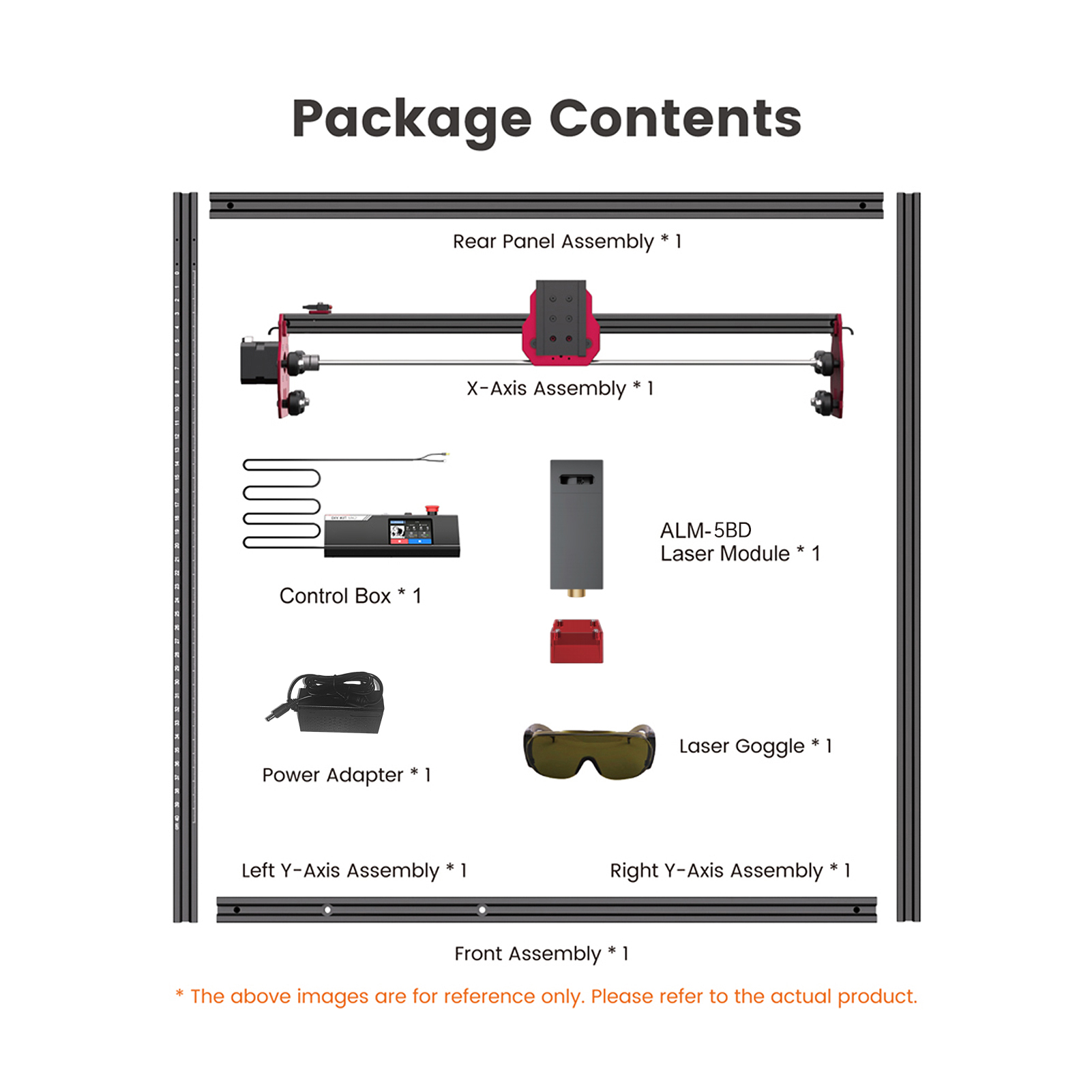 ALgolaser DIY KIT MK2激光雕刻机 5WBD 智能化操作, 400*435mm最大雕刻速度12000mm/min,3.5寸IPS屏8G内存卡, 支持U盘 100-240V 英规