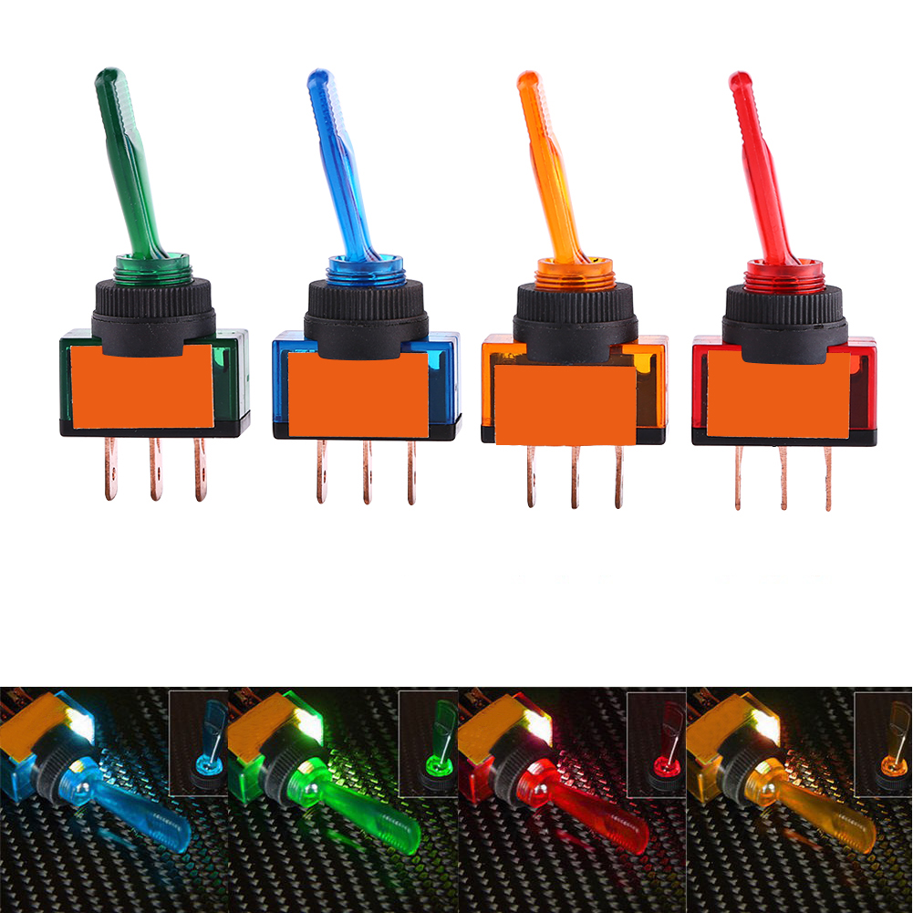 Interrupteur à Bascule Rond 12V 20A - Lot De 3 - LED Rouge - 6 Broches ON/OFF/ON - Étanche - Pour Voiture, Bateau, Camping-car