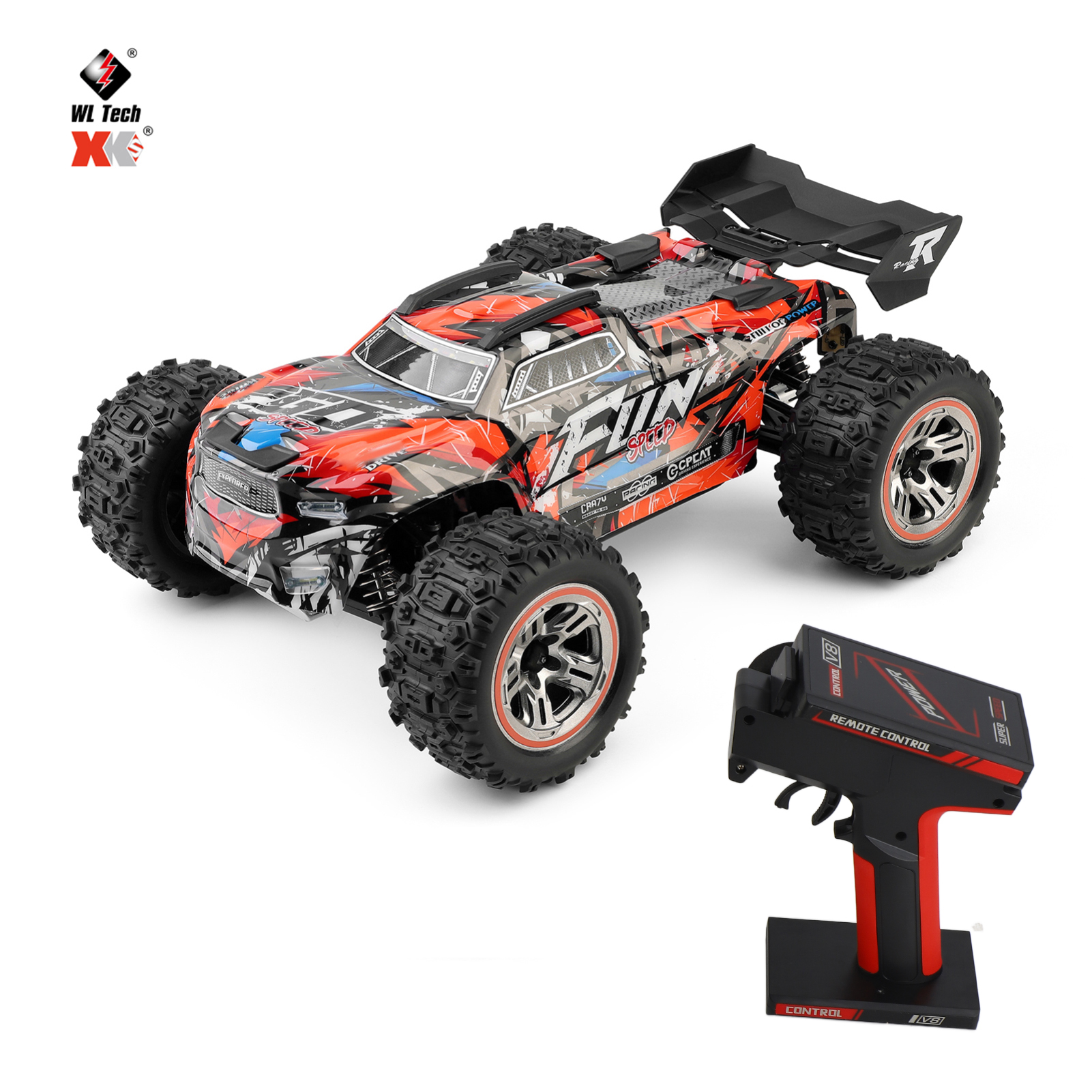 [通拓商品]整车 伟力wltoys 184008 1/18 60km/h 2.4GHz 三合一无刷电动四驱遥控车 带灯/锌合金齿轮（红色 单电版）