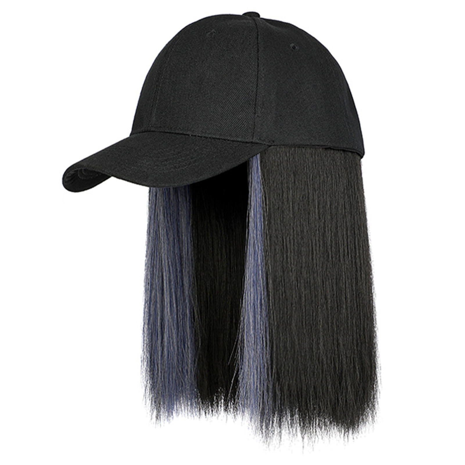 [通拓商品]一体假发帽 女士棒球帽短直发 连帽子假发 锁骨发 帽围可调节松紧 高温丝材质 可烫卷可拉直 长度26cm 黑色鸭舌帽+浅棕色