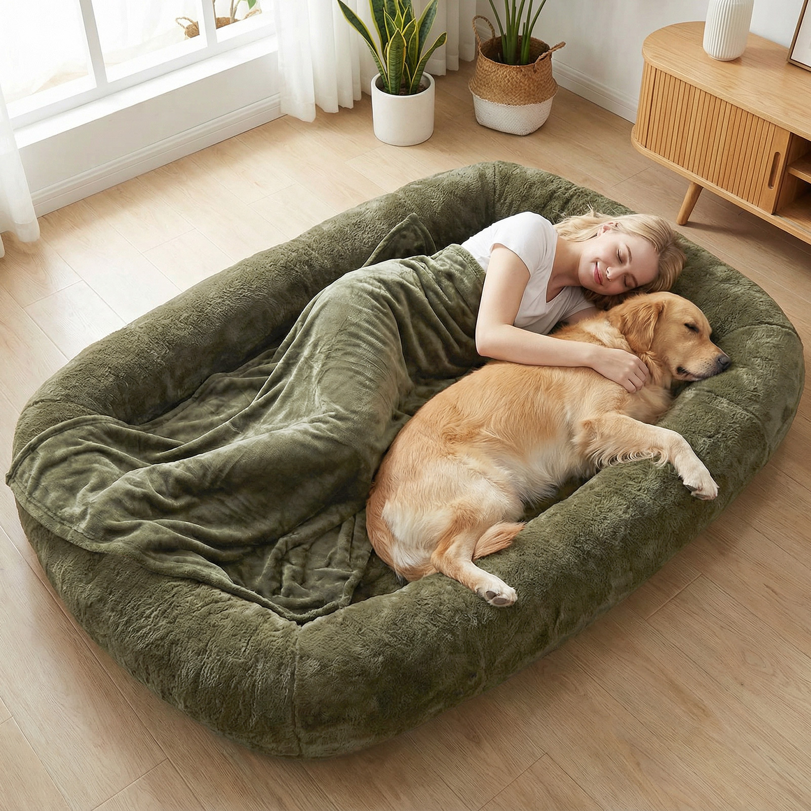 Oversized Washable Dog Bed for Shared Lounging