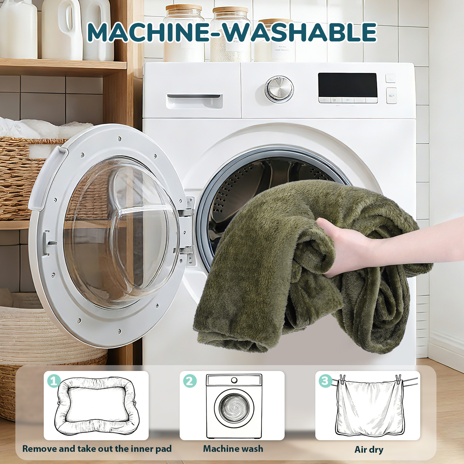 Oversized Washable Dog Bed for Shared Lounging