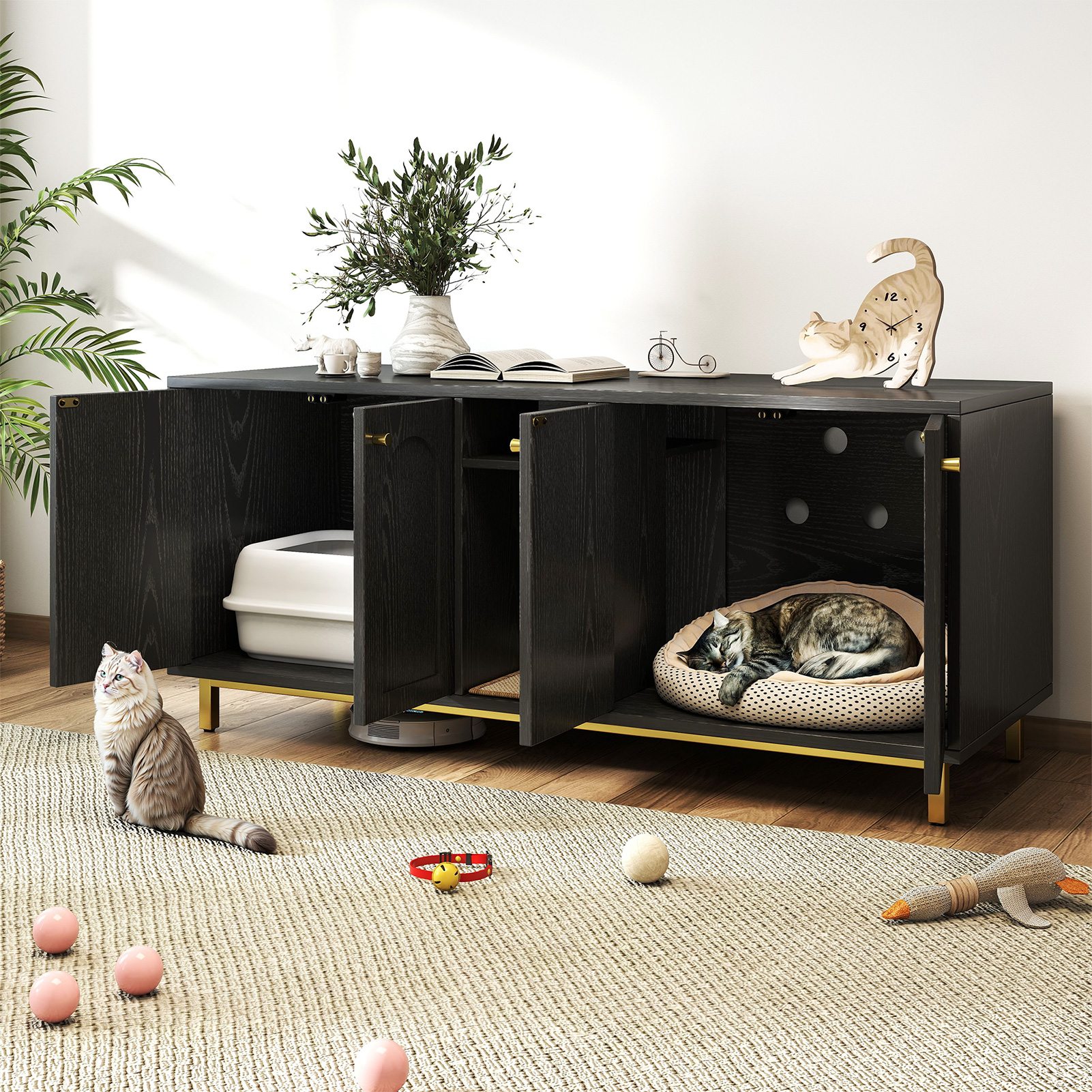 Cat Litter Box Cabinet for a Cleaner Room
