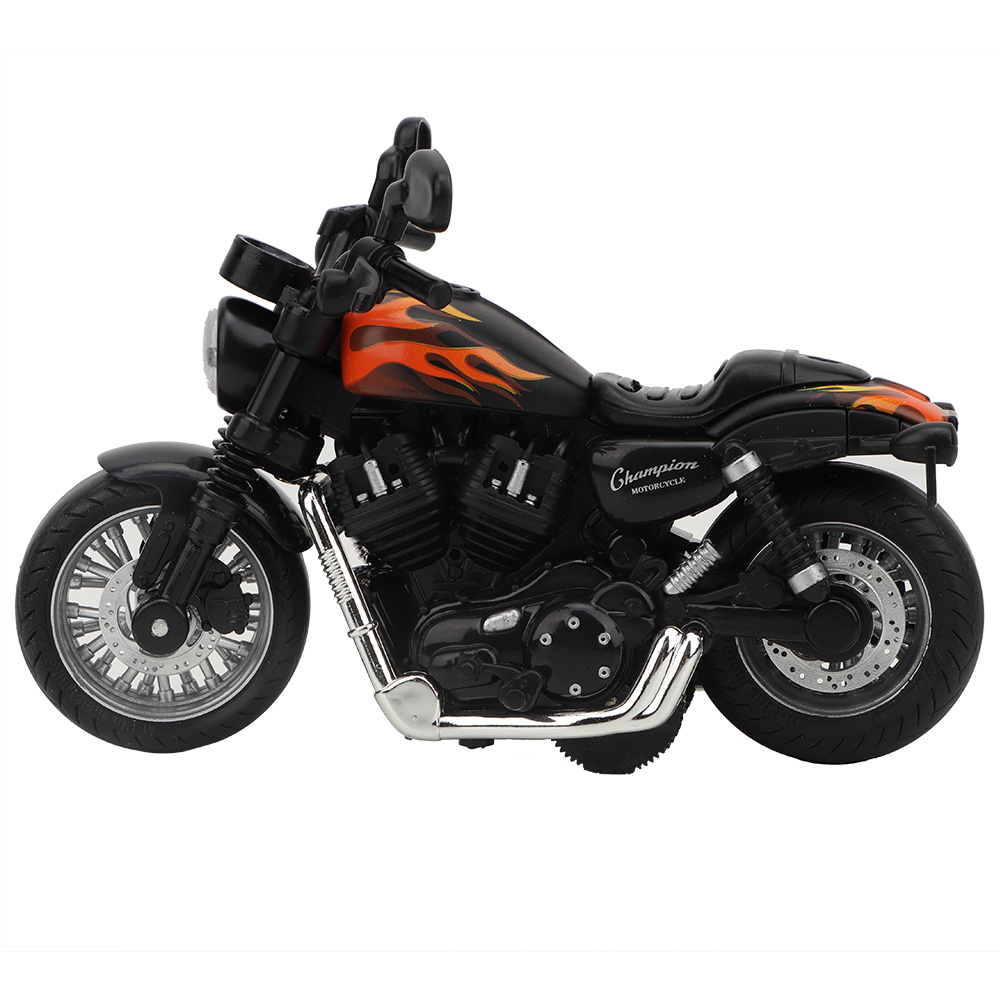 Modèle de Moto Jouet en Alliage électrique Durable avec Fonction Musicale pour Enfants, Cadeau d'anniversaire Noir Blanc 12x7.4x8cm (Black